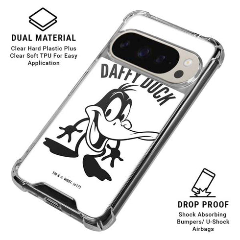 Looney Tunes Daffy Duck Big Head Pixel 9/9 Pro Clear Case